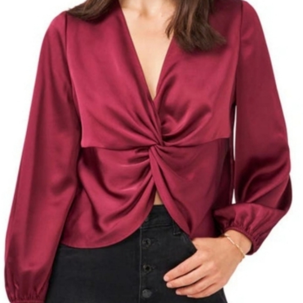 NWT 1. STATE | Twist Front Satin Blouse